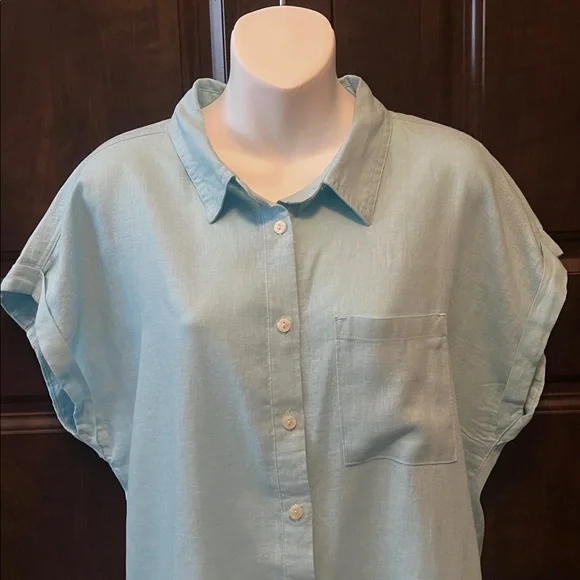 NWT Orvis Linen-Blend Top Button Front Blouse - Picture 4 of 8